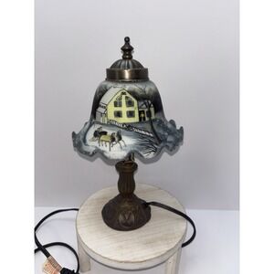 Vintage Currier and Ives Winter Scene Lamp From New York Museum Collection 2002